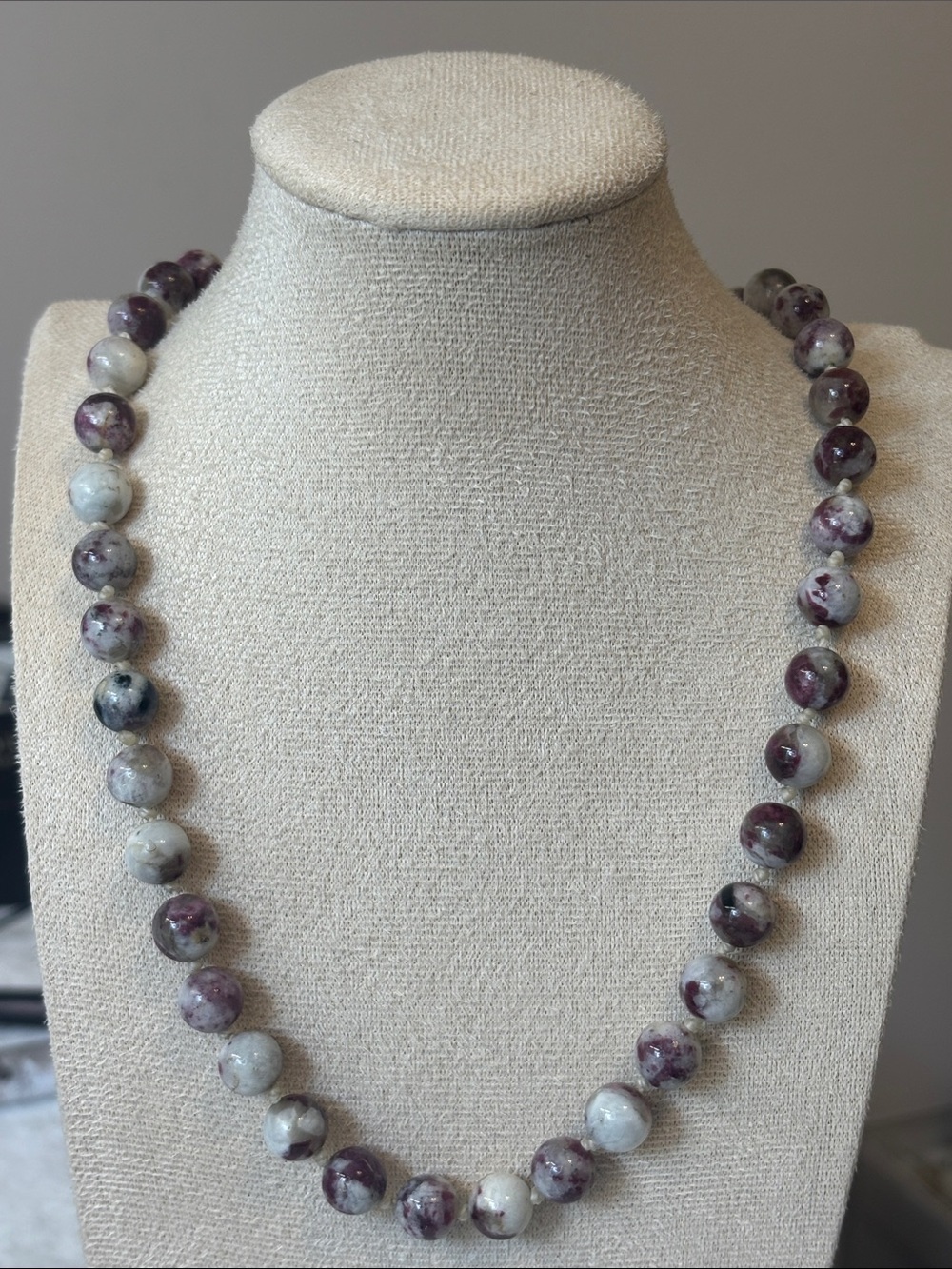 9mm Genuine Pink Tourmaline Hand Knotted Gemstone Necklace